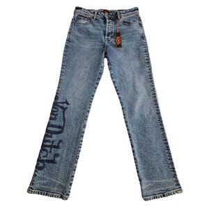 NWT Von Dutch Jeans Men's 32x32 Blue Acid Wash Straight Leg Button Fly Logo NEW